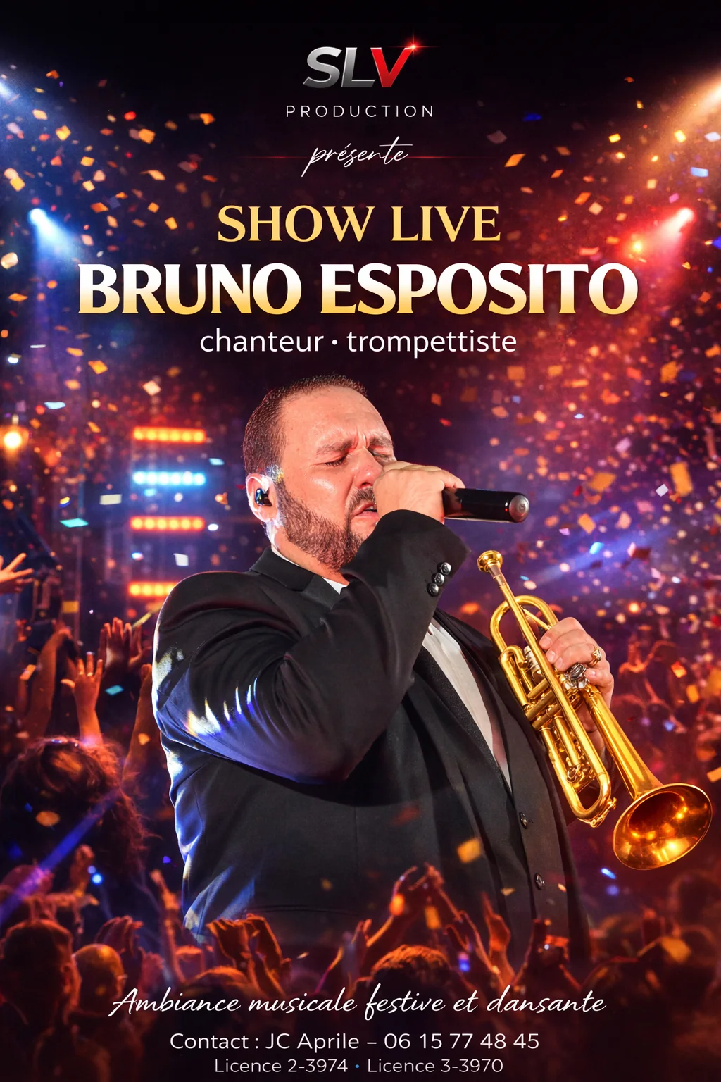 Bruno Esposito chanteur et trompettiste en spectacle